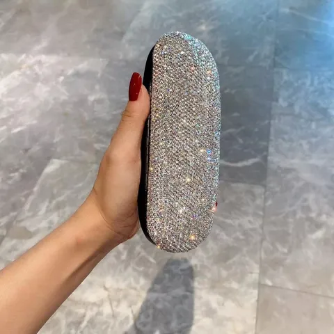 Fashion Rhinestone Glasses Case Portable Hard Shell Myopia Sunglasses Storage Box Luxury Women Men Eyewear Protector