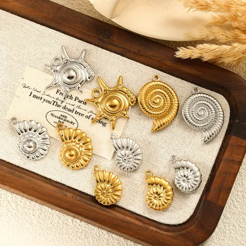 Colgante de Acero Inoxidable Forma de Caracol Nautilus Sol para Fabricación de Joyería DIY Chapado en Oro Plata Impermeable Hipoalergénico Accesorios