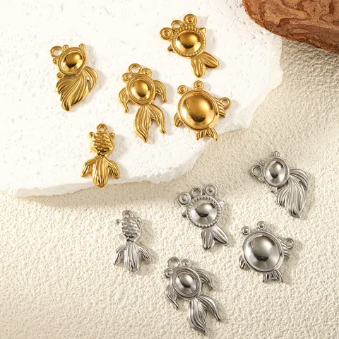 Stainless Steel 18K Gold Plated DIY Fish Star Wing Footprint Pendant Only Charms For Jewelry Making Bracelet Necklace Findings