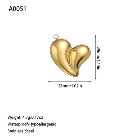 Edelstahl Herz Anhänger Für DIY Schmuckherstellung 18K Vergoldet Wasserdicht Hypoallergen Unregelmäßige Lava Textur Metall Charms