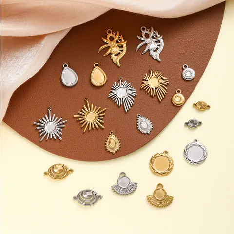 Colgante de Acero Inoxidable para Hacer Joyas DIY Chapado en Oro Plata Sol Gota de Agua Impermeable Hipoalergénico