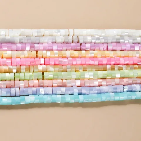 Perle Distanziatrici a Disco in Madreperla Naturale Colorata 2x4mm Perle Sfuse Piatte per Creazione di Gioielli Fai da Te Collana Braccialetto