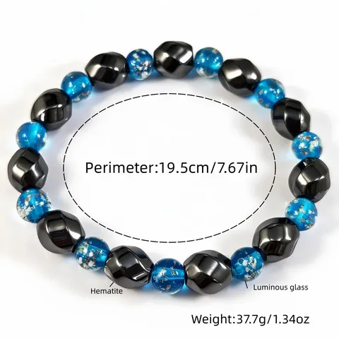 Luminous Hematite Glass Beaded Bracelet For Women Men Energy Glow In The Dark Yoga Fitness Fashion Jewelry Bracelet