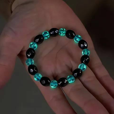 Luminous Hematite Glass Beaded Bracelet For Women Men Energy Glow In The Dark Yoga Fitness Fashion Jewelry Bracelet