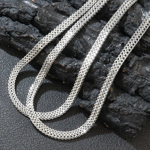 Collar de Cadena Franco de Doble Fila Para Hombres Mujeres Aleación Tono Plata Streetwear Collar de Eslabones Joyería de Moda Regalo