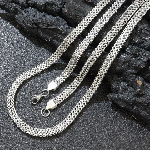 Collar de Cadena Franco de Doble Fila Para Hombres Mujeres Aleación Tono Plata Streetwear Collar de Eslabones Joyería de Moda Regalo