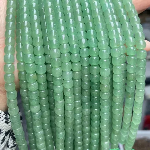 Natural Green Aventurine Jade Old Shape Loose Beads Polished Stone Beads DIY Jewelry Making Accessories Handmade Crafts Strand Beads