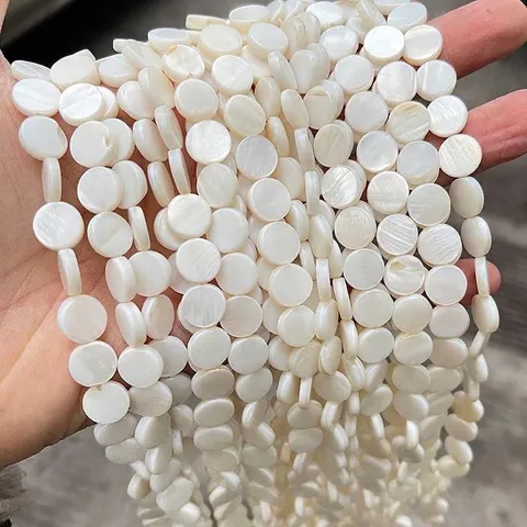 Perle Sciolte a Disco Tondo in Madreperla Bianca Naturale Perline di Conchiglia Piatta per Accessori Gioielli Fai da Te Collana Bracciale
