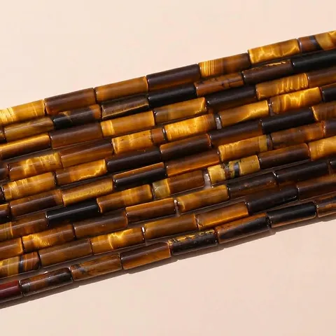 Natural Yellow Tiger Eye Stone Tube Beads Cylindrical Loose Stone Beads For Handcrafted DIY Jewelry Making Bracelet Necklace Accessories
