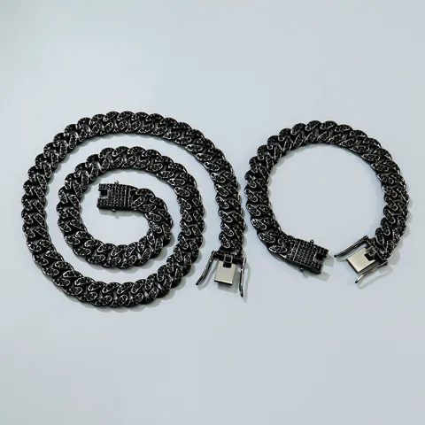 Hip Hop Zinklegierung Panzerkette Halskette Für Herren Damen Iced Out Strass Kette Heavy Punk Streetwear Schmuck Schwarz Gold Silber