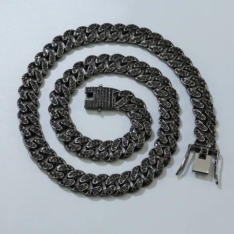 Hip Hop Zinklegierung Panzerkette Halskette Für Herren Damen Iced Out Strass Kette Heavy Punk Streetwear Schmuck Schwarz Gold Silber