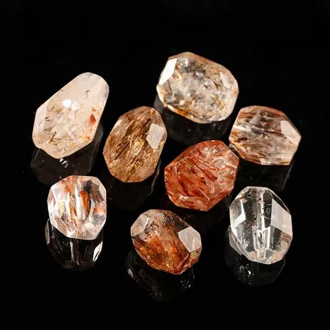 7A Cuarzo Super Siete Natural Oro Negro Cuentas Sueltas Irregulares Inclusiones de Rutilo Facetadas Joyería DIY Cuentas