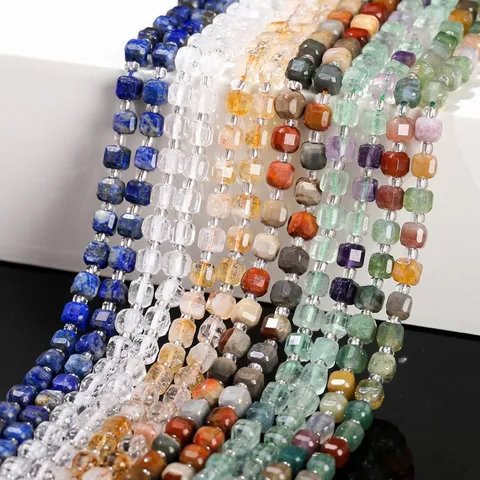 Natural Stone Agate Square Cube Loose Beads For DIY Jewelry Making Accessories Bracelet Necklace Making For Women Men Gift