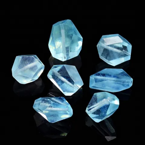 Natural Devil Blue Aquamarine Irregular Faceted Beads Single Loose Gemstone With Hole For DIY Jewelry Making Accessories