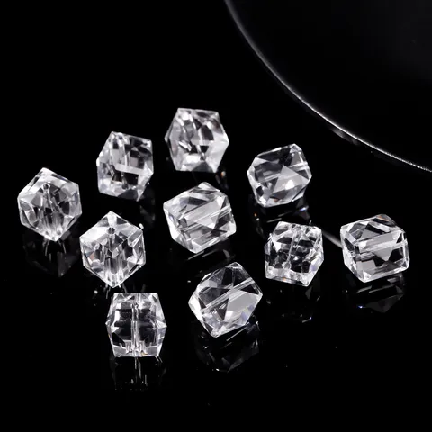 Natural Clear Quartz Crystal Faceted Cube Loose Beads Single Piece DIY Jewelry Accessories Faceted Square Crystal Beads