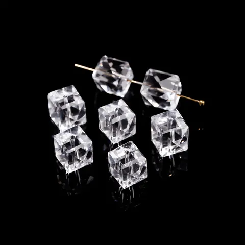 Natural Clear Quartz Crystal Faceted Cube Loose Beads Single Piece DIY Jewelry Accessories Faceted Square Crystal Beads
