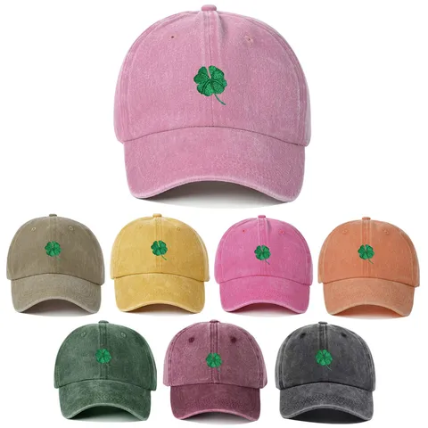 Berretto da Baseball in Stile Coreano Ricamato con Trifoglio per Uomo Donna Casual Regolabile Protezione Solare Streetwear