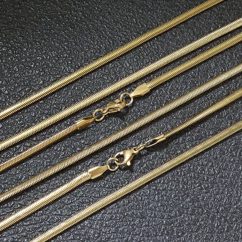Stainless Steel Flat Snake Chain Necklace Minimalist Herringbone Blade Link Necklace For Men Women Everyday Jewelry