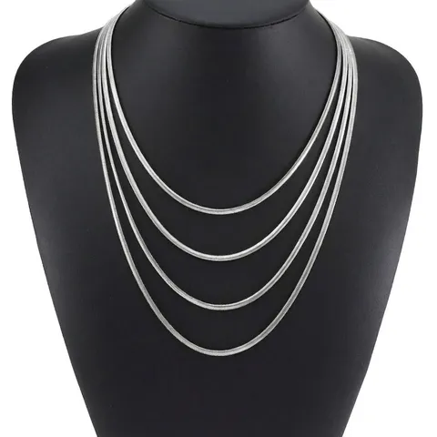 Stainless Steel Flat Snake Chain Necklace Minimalist Herringbone Blade Link Necklace For Men Women Everyday Jewelry
