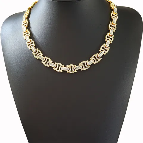 Hip Hop Iced Out Geometrische Gliederkette Für Herren Damen Strass Zinklegierung Panzerkette Schmuck Bankett Party Accessoires