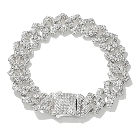 Hip Hop Iced Out Raute Cuban Gliederkette Strass Legierung Halskette Herren Damen Punk Schmuck Strass Kastenverschluss Kette