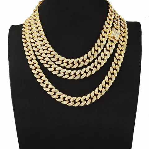 Hip Hop Voll Strass Panzerkette Halskette Für Herren Damen Übertriebene Breite Zinklegierung Iced Out Streetwear Schmuck