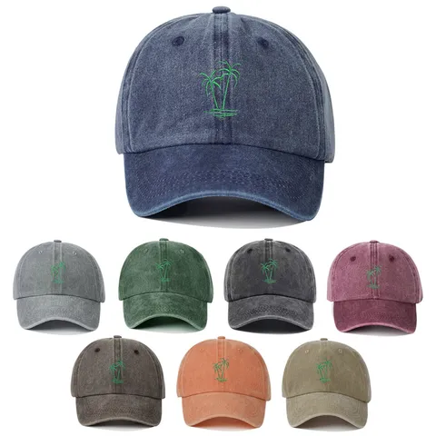 Berretto da Baseball Trendy con Ricamo Albero di Cocco per Uomo e Donna Protezione Solare Traspirante Cappello Regolabile Casual all'aperto