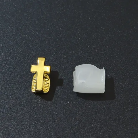 Hip Hop Teeth Grills Cross Design Tooth Grillz Gold Silver Plated Copper Rapper Jewelry For Unisex Party Performance Accessories