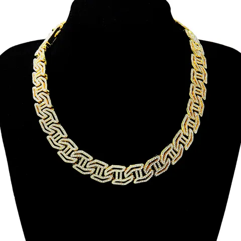 Hip Hop Herren Legierung Strass H-Buchstabe Gliederkette Panzerkette Vergoldet Versilbert Streetwear Schmuck Zubehör