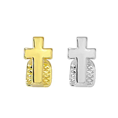 Hip Hop Teeth Grills Cross Design Tooth Grillz Gold Silver Plated Copper Rapper Jewelry For Unisex Party Performance Accessories