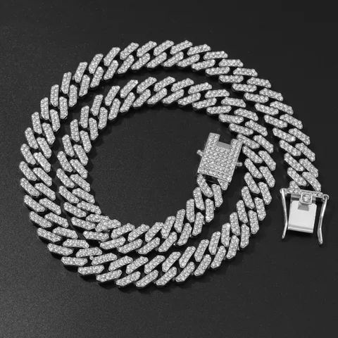 Hip Hop Herren Panzerkette Halskette Legierung Strass Gold Silber Plattiert Iced Out Kette Für Party Persönlichkeit Schmuck Geschenk
