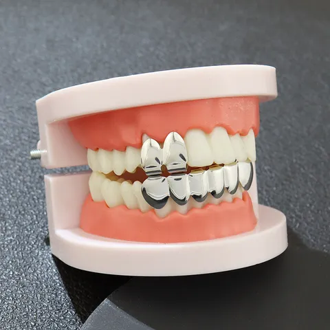 Hip Hop Übertrieben Glatte Zahnschmuck Set Für Herren Damen Oben Unten Mund Dekoration Party Aufführung Requisiten Körperschmuck