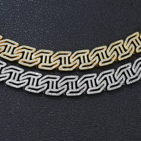 Hip Hop Herren Legierung Strass H-Buchstabe Gliederkette Panzerkette Vergoldet Versilbert Streetwear Schmuck Zubehör