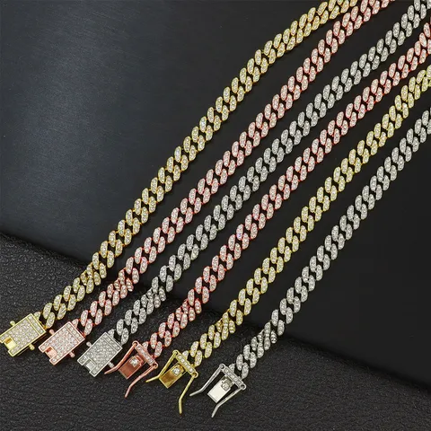 Hip Hop Iced Out Blatt Panzerkette Für Herren Damen Strass Legierung Kette Schmuck Gold Silber Galvanisiert Streetwear Accessoires
