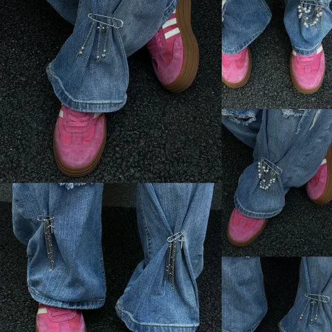 Moda Cuore Croce Nappina Catena per Pantaloni Donna Punk Y2K Streetwear Lega Spilla Catena Accessorio per Jeans Gioielli