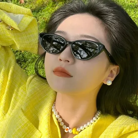 Retro Triangular Cat Eye Sunglasses For Women Vintage Small Frame UV400 Protection Fashion Sun Glasses For Photo Props