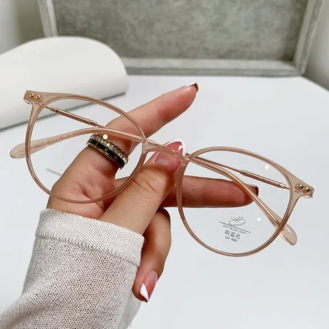 Women Retro Round Blue Light Blocking Glasses Ultra Light PC Frame Optical Eyeglasses For Square Round Face Anti-UV Eye Protection