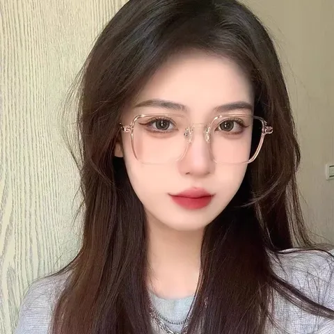 Women Anti-Blue Light Large Square Frame Eyeglasses Fashion Literary Clear Lens PC Metal Eyewear Frame Decorative Glasses For Small Face