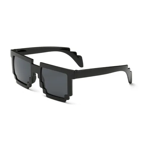 Mosaic Pixel Sunglasses PC Frame AC Lens 8-Bit Retro Thug Life Square Eyewear For Men Women Party Cosplay Trendy Glasses