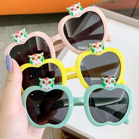 Cartoon Eule Apfelform Kinder Sonnenbrille PC Rahmen AC Linse UV Schutz Kinder Brille Für Party Outdoor Reise Jungen Mädchen