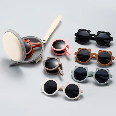 Cute Bear Ear Folding Children's Sunglasses UV Protection Portable Travel Sun Glasses For Boys Girls Fashion Kids Eyewear