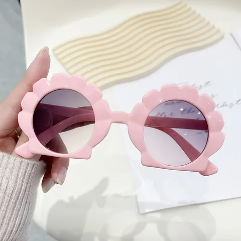 Cute Shell Shaped Kids Sunglasses For Boys Girls UV380 Protection Fashion Outdoor Sunshade Eyewear Beach Party Birthday Gift