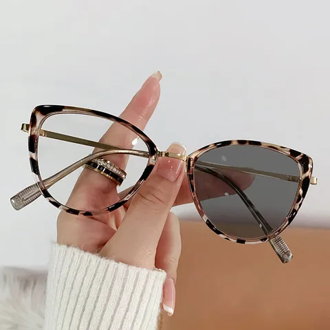 Fashion Cat Eye Optical Glasses Frames For Women Men Anti Blue Light Photochromic PC AC Frame Trendy Eyewear Daily Use