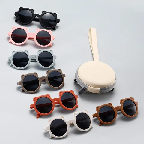 Cute Bear Ear Folding Children's Sunglasses UV Protection Portable Travel Sun Glasses For Boys Girls Fashion Kids Eyewear