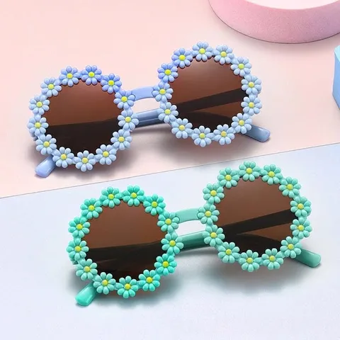 Occhiali da Sole Rotondi Margherita per Bambini Materiale PC Protezione UV Occhiali da Cartone Animato per Ragazzi Ragazze Moda Viaggio