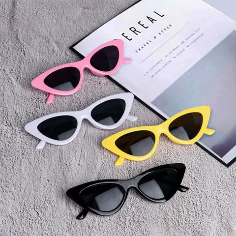 Occhiali da Sole Cat-Eye a Triangolo Retrò per Donna Uomo Moda Montatura Piccola Protezione UV Puntelli per Fotografia