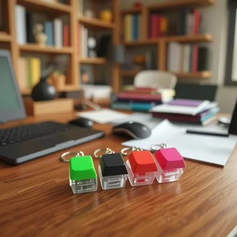 Glowing Mechanical Keyboard Switch Keychain Sensory Toy High Transparent Shell Stress Relief Finger Click Fidget Toy