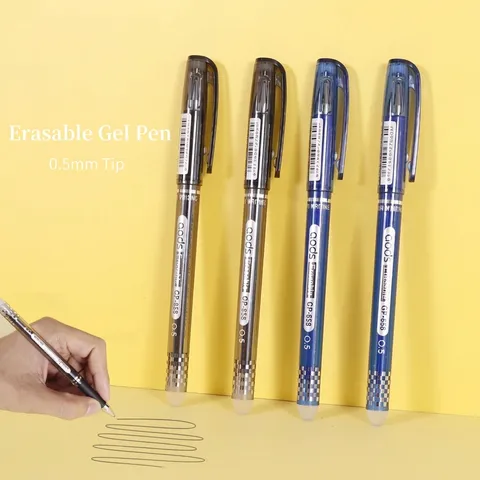 Erasable Gel Pen 0.5mm Needle Tip Plastic Writing Pen Black Blue Ink Heat Sensitive Pens For School Office Students