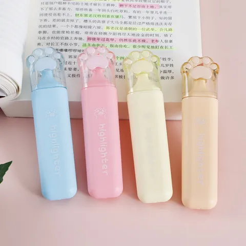 Cat Claw Aesthetic Pastel Highlighter Pens Chisel Tip Eye-Protecting Markers For School Office Student Stationery