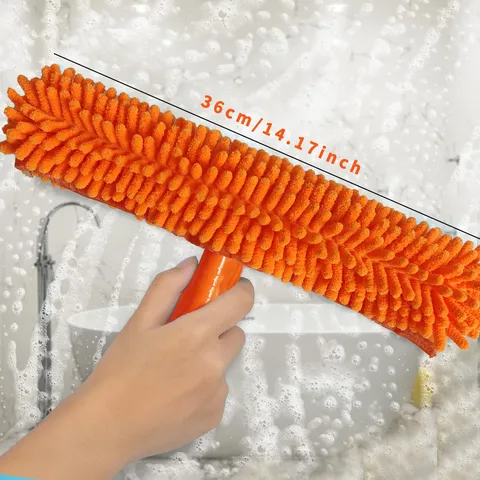 Multi-Functional Window Squeegee Cleaner Set Chenille Glass Scrubber Stainless Steel Long Handle Car Bathroom Cleaning Tool Brush